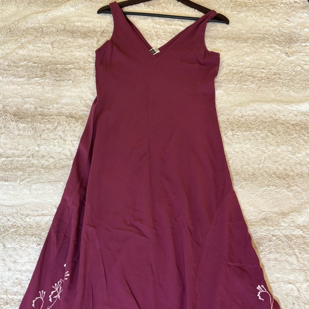 Bali Moon Hawaii Rayon Maxi Dress Purple Embroidered Boho Beach Resort